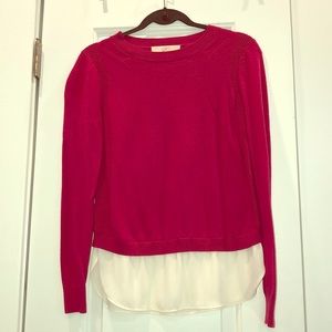 LOFT Magenta crew neck sweater